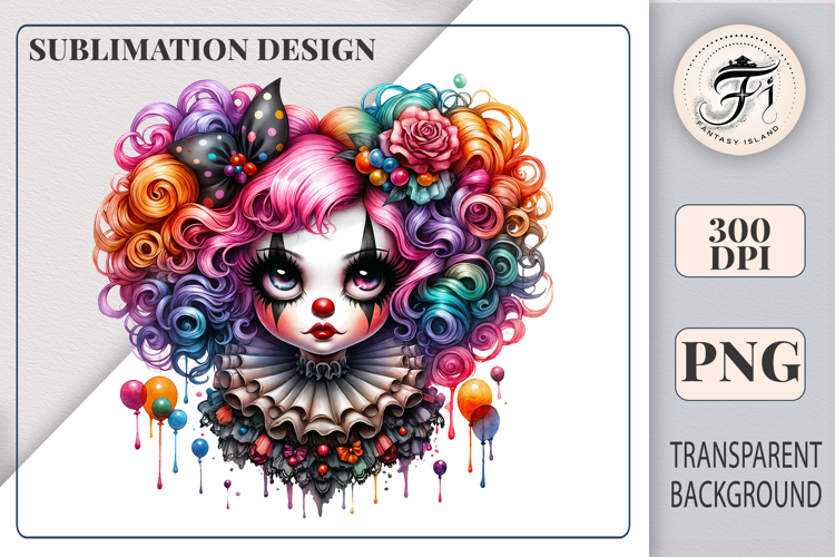 Gothic Clown | Halloween Sublimation Watercolor Clipart PNG