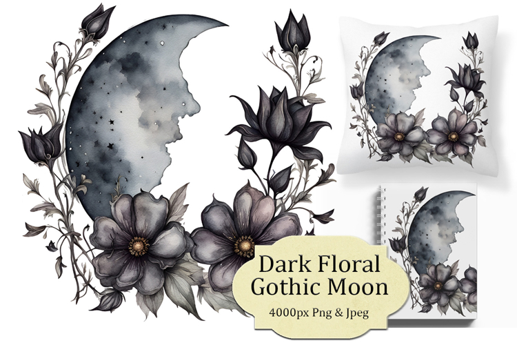 Gothic Black Flower Moon