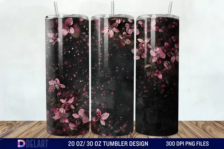 Dark floral Tumbler Wrap