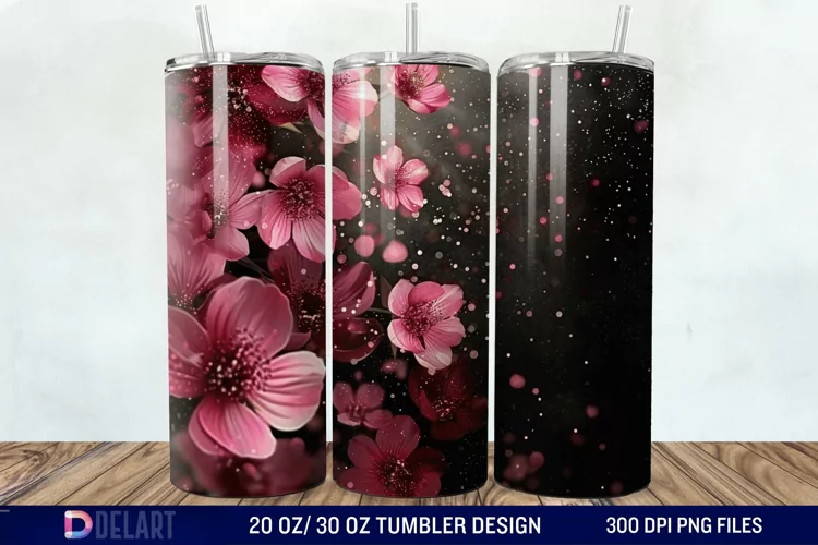 Dark floral Tumbler Wrap