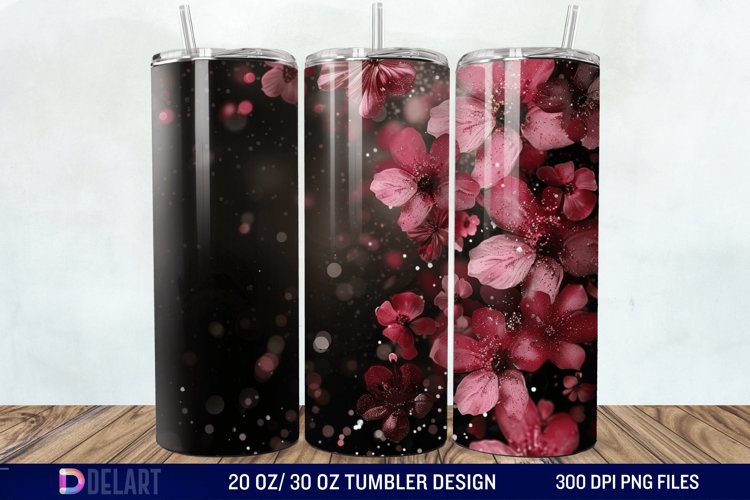 Dark floral Tumbler Wrap example image 1