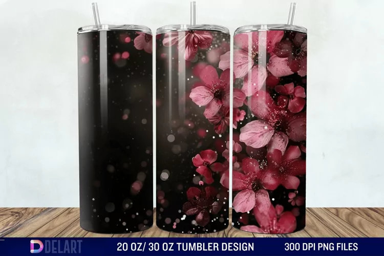 Dark floral Tumbler Wrap