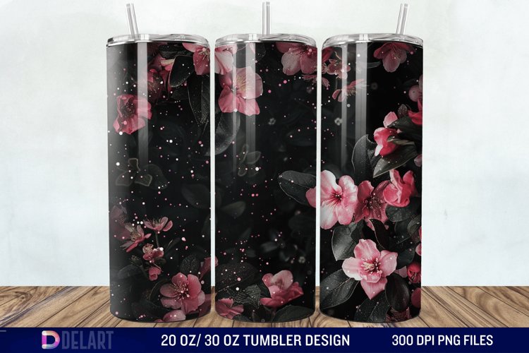 Dark floral Tumbler Wrap example image 1