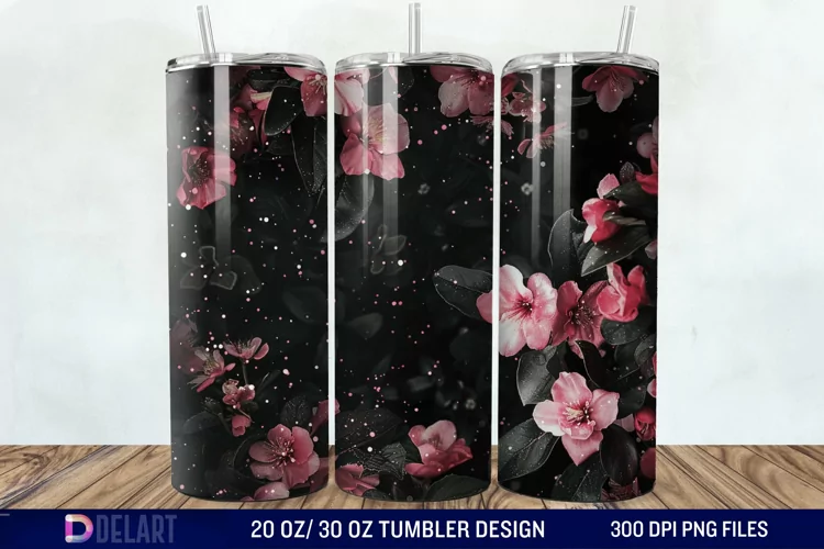 Dark floral Tumbler Wrap