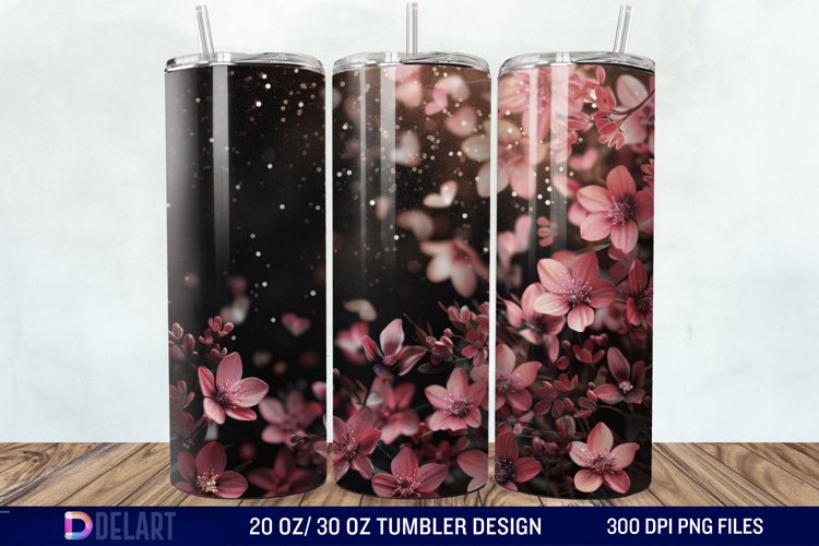 Dark floral Tumbler Wrap example image 1