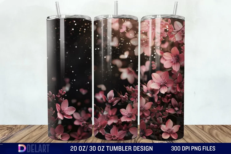 Dark floral Tumbler Wrap