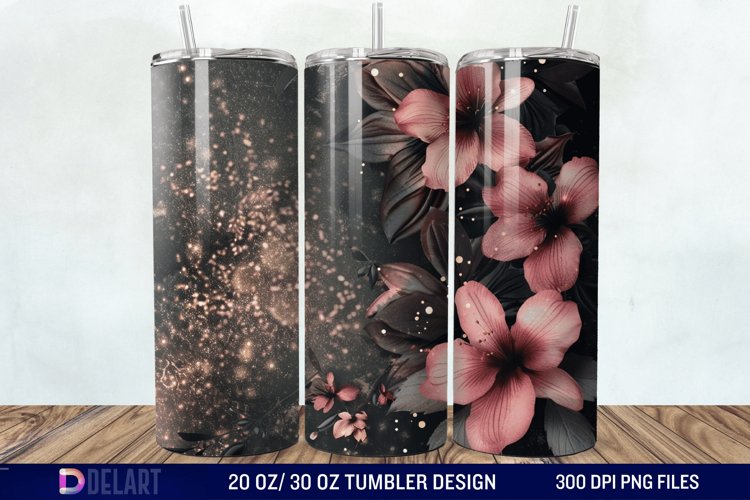 Dark floral Tumbler Wrap example image 1