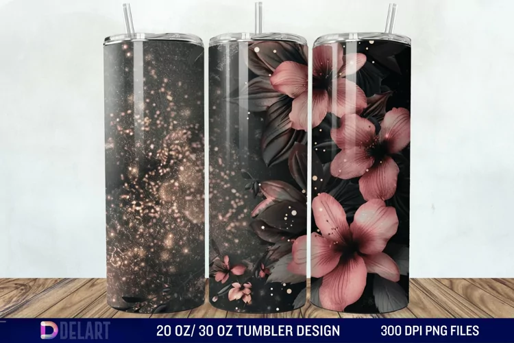 Dark floral Tumbler Wrap