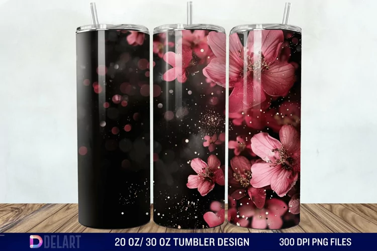 Dark floral Tumbler Wrap