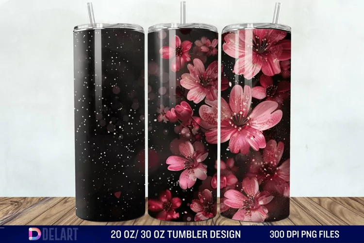 Dark floral Tumbler Wrap