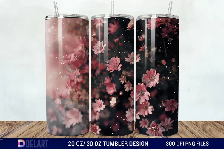 Dark floral Tumbler Wrap