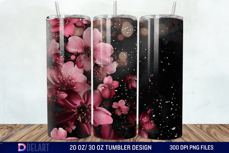 Dark floral Tumbler Wrap example image 1