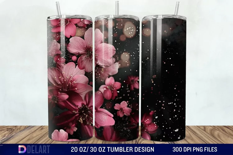 Dark floral Tumbler Wrap