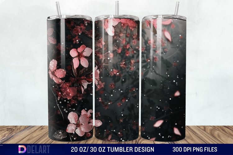 Dark floral Tumbler Wrap example image 1