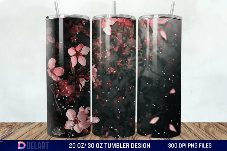 Dark floral Tumbler Wrap