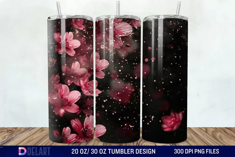 Dark floral Tumbler Wrap