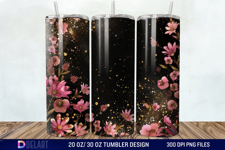 Dark floral Tumbler Wrap example image 1