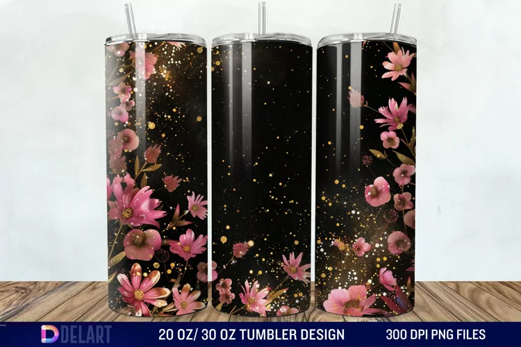 Dark floral Tumbler Wrap