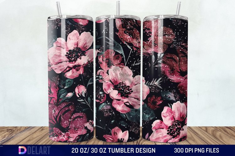 Dark floral Tumbler Wrap example image 1