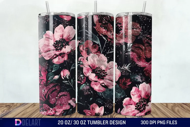 Dark floral Tumbler Wrap