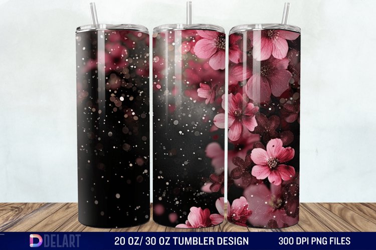 Dark floral Tumbler Wrap example image 1