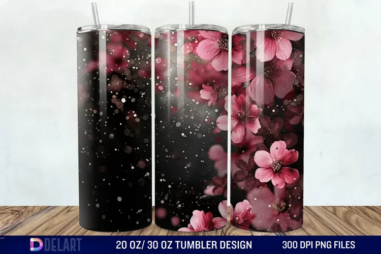 Dark floral Tumbler Wrap