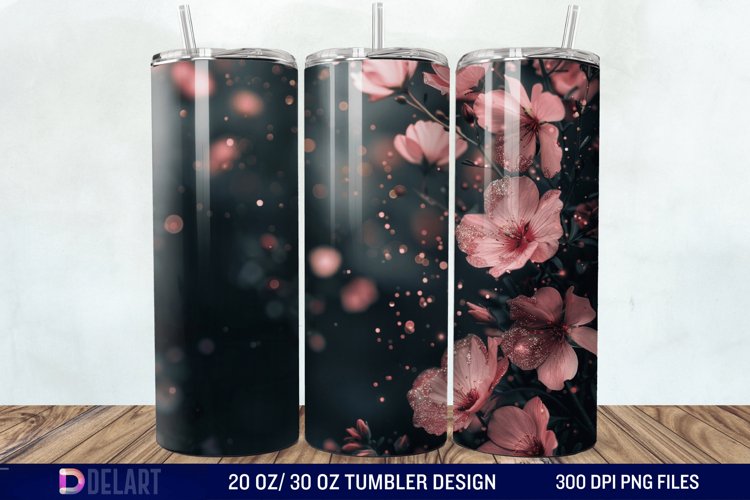 Dark floral Tumbler Wrap example image 1