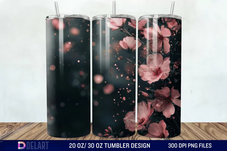 Dark floral Tumbler Wrap