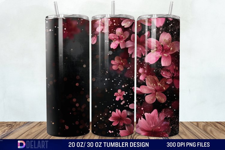 Dark floral Tumbler Wrap example image 1