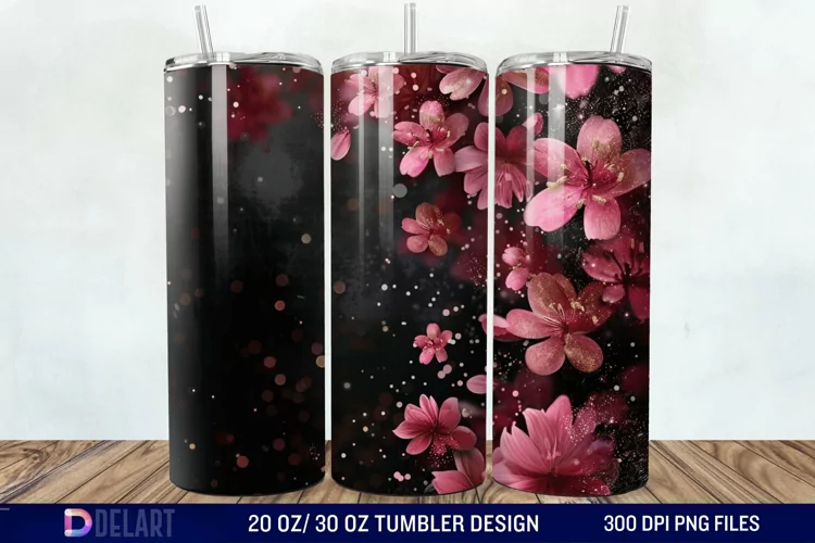 Dark floral Tumbler Wrap