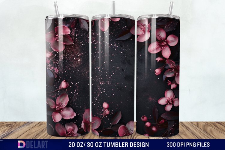 Dark floral Tumbler Wrap example image 1