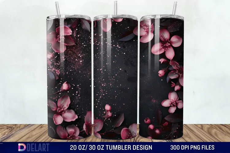 Dark floral Tumbler Wrap