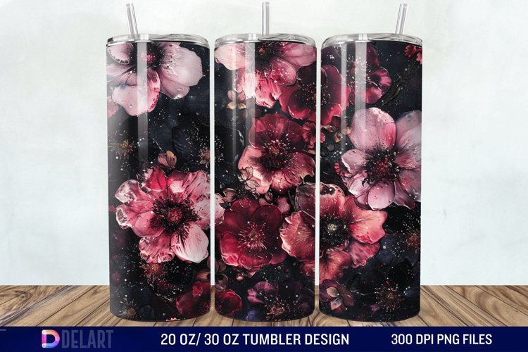 Dark floral Tumbler Wrap example image 1