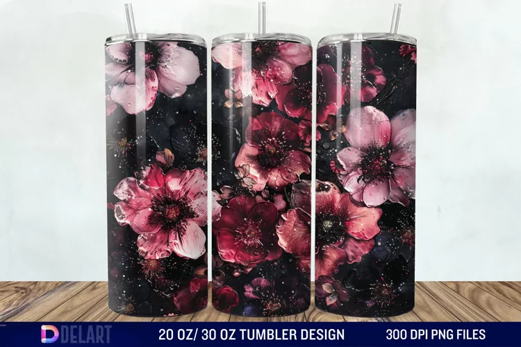 Dark floral Tumbler Wrap