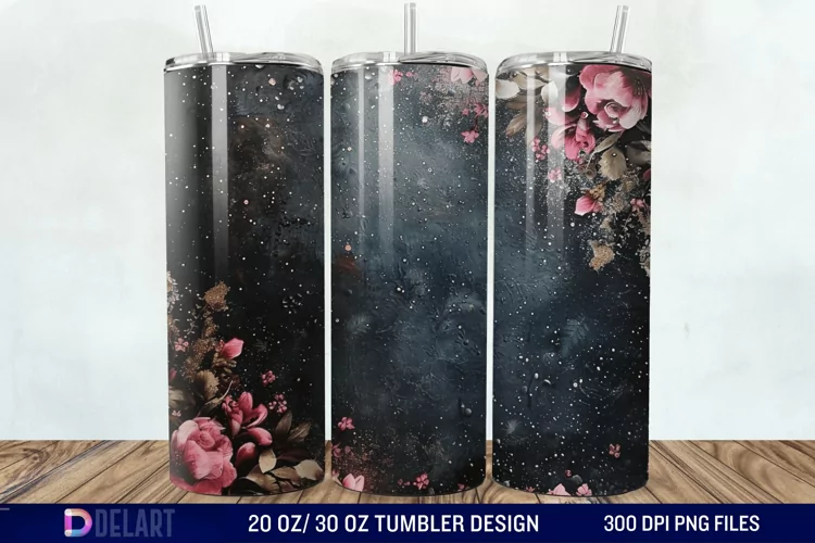 Dark floral Tumbler Wrap