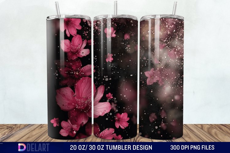 Dark floral Tumbler Wrap