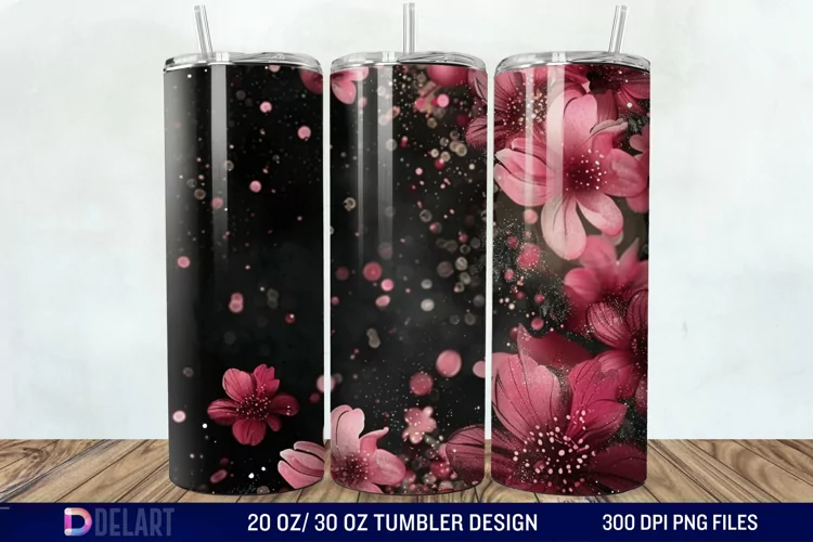 Dark floral Tumbler Wrap