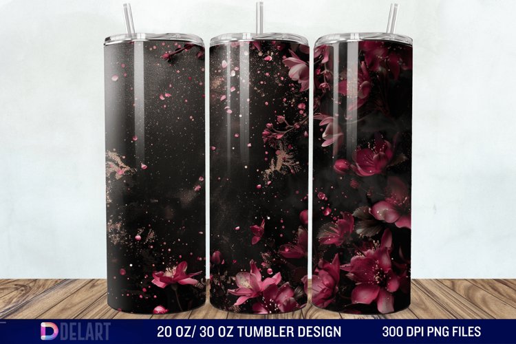 Dark floral Tumbler Wrap example image 1