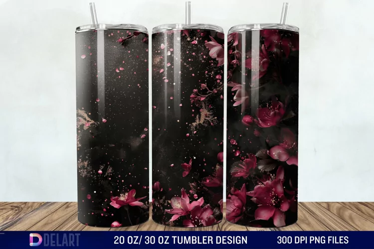 Dark floral Tumbler Wrap