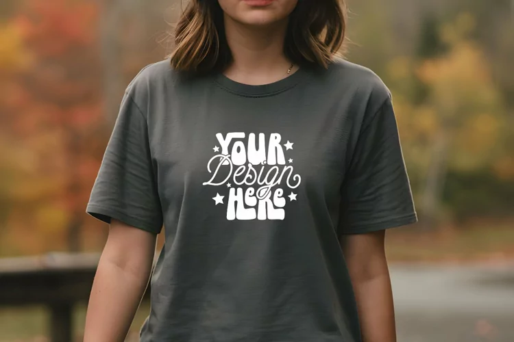 Dark Gray Heather Bella Canvas 3001 Mockup , Mockup