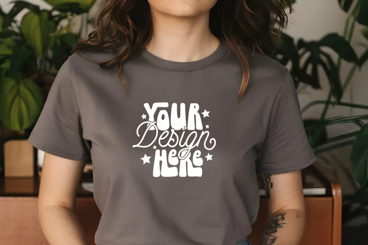 Dark Gray Heather Bella Canvas 3001 Mockup , Mockup