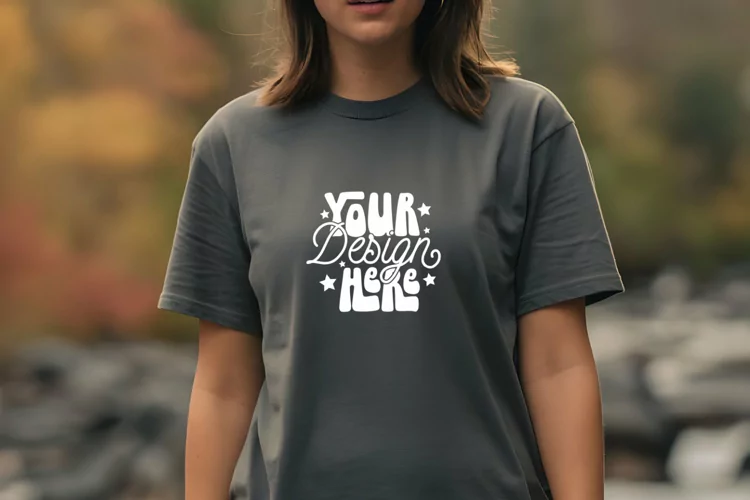 Dark Gray Heather Bella Canvas 3001 Mockup , Mockup