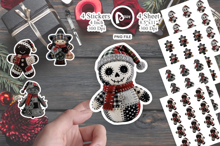 Dark Holiday Patchwork Totems Sticker
