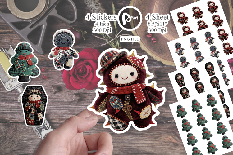 Dark Holiday Patchwork Totems Sticker