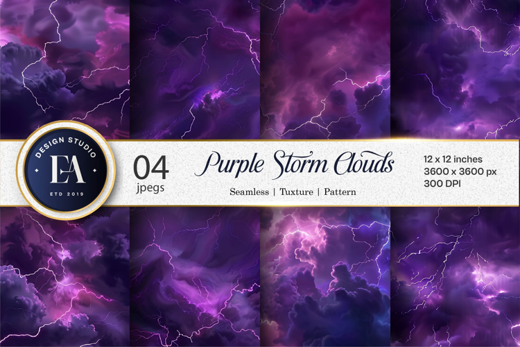 Dark Moody Purple Storm Sky Digital Paper