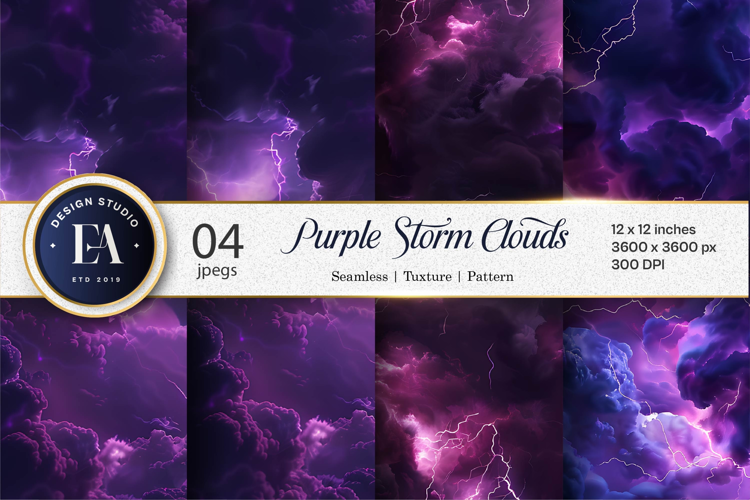 Dark Purple Storm Cloud Digital Paper