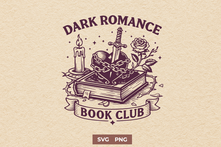 Dark Romance Book Club SVG - Spicy Reader PNG - Dagger Heart
