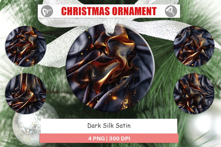 Christmas Ornaments Dark Silk Satin