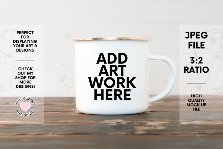 Camping Mug Mock Up | Enamel Mug Mock Up With Dark Floor