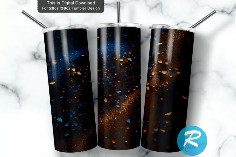 DarkBlue SandyBrown Glitter 20oz/30oz Skinny Tumbler